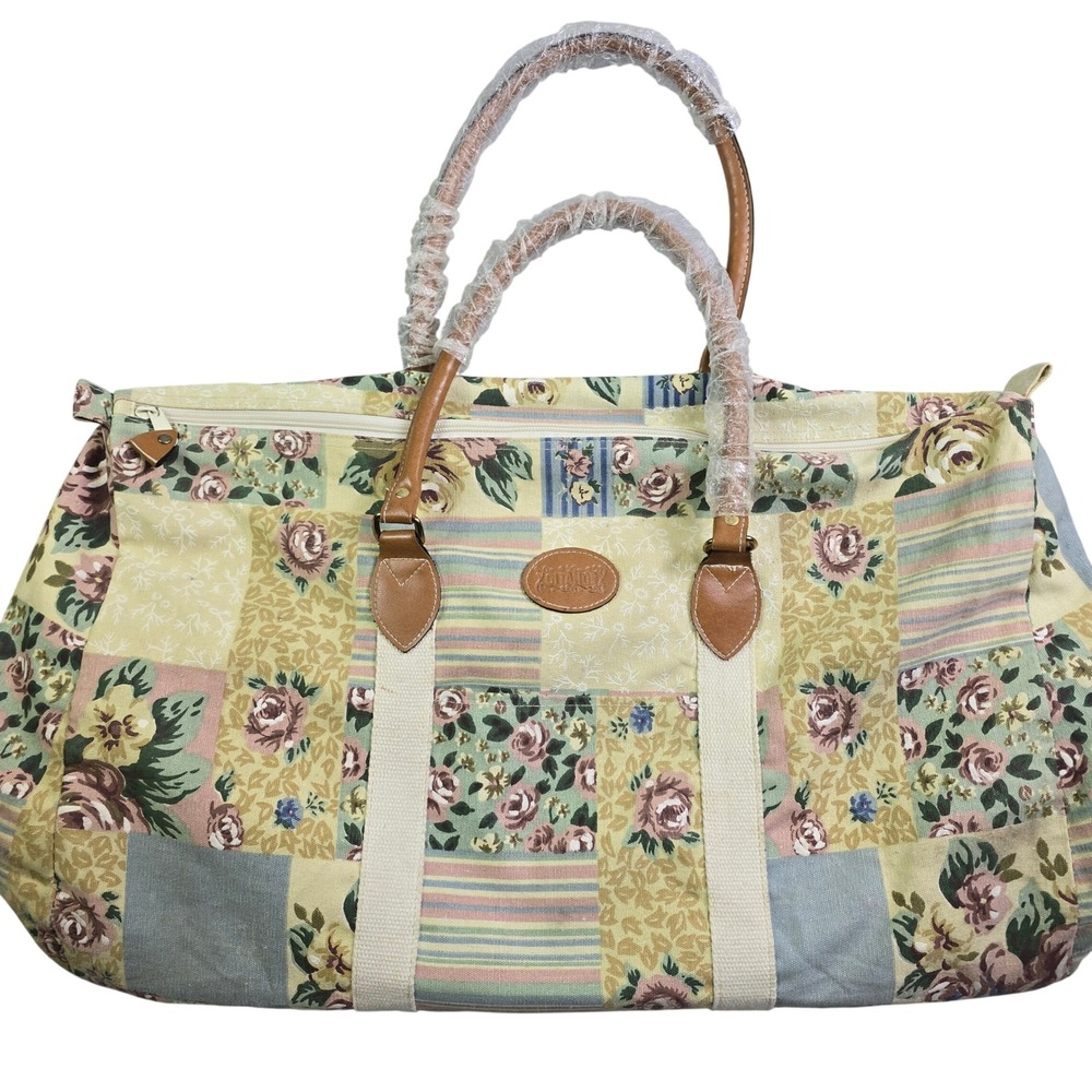 Vintage Gitano Duffel Bag Women Large Multicolor Floral Patchwork Travel Weekend